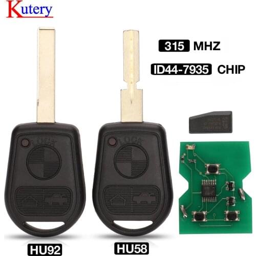 Kutery 3 Button Remote Key Fob For BMW Z3 E31 E32 E34 E36 E38 E39 E46 Z3i 315Mhz ID44 Chip HU58/HU92 Key Balde Replace