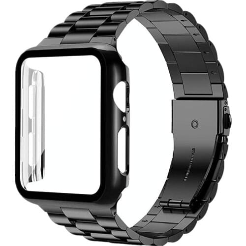 Stainless Steel Strap+Case for iWatch Band 44mm 40mm 42mm 38mm TPU Protective Cover for Apple Watch 6 SE 5 4 3 Accessories Bands