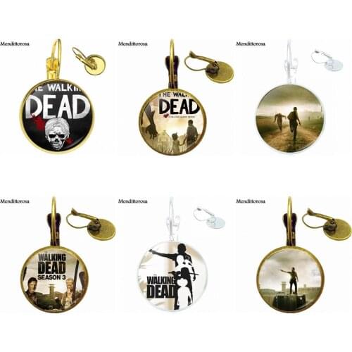 Walking Dead For Unisex Party Gift Statement Handmade Glass Bronze/Silver/Golden Clip Ear Hook Drop Earrings