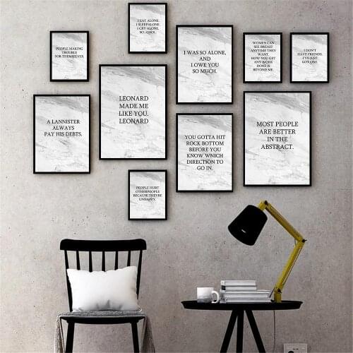 Modern Quote Marbling Poster English Sentences Canvas Print Motivational Nordic Painting Wall Art Living Room Home Decoration