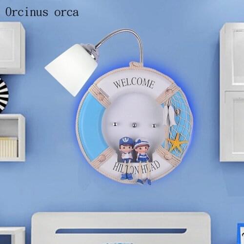 The Mediterranean swimming ring wall lamp children room boys and girls bedroom bedside lamp creative cartoon LED wall lamp