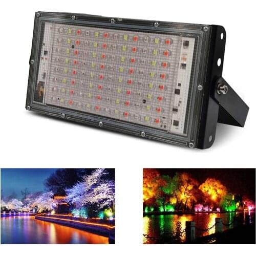 Led RGB Flood Light Spot lamp 100W AC 220V IP65 Garden Reflector Projector Garage Lawn Porch SpotLight Security Landscape lights