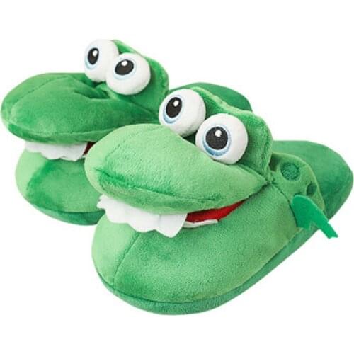 Mouth will move crocodile cotton slippers plush cute funny indoor winter couple soft bottom plush toys indoor doll slippers