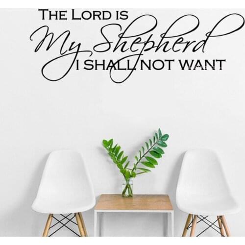 Bible Verse Wall Stickers The Lord Is My Shepherd I Shall Not Want Lettering Prayer Mural Home Decor Inspirational Posters G130