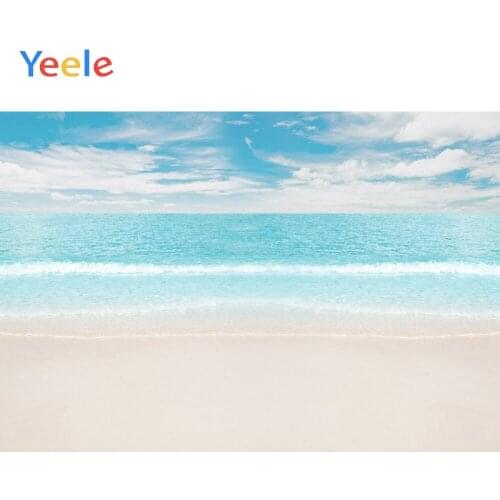 Yeele Tropical Background Summer Sea Beach Sand Cloudy Blue Sky Holiday Scenic Photography Backdrops Photocall Photo Studio