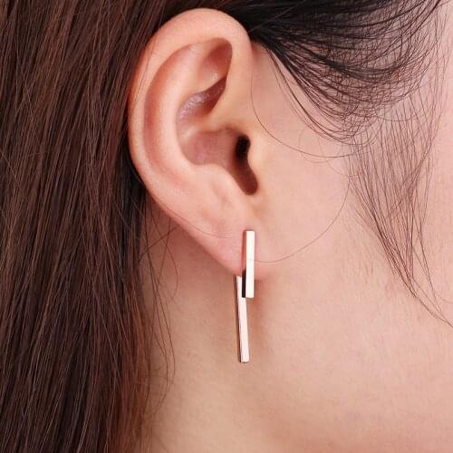 Bohemian Geometric T Bar Ear Jackets Stud Earrings for Women Bride Party Jewelry Front Back Double Sided Piercing Earing bijoux