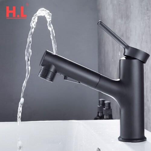 Pull Out Bathroom Basin Sink Faucet Rinser Sprayer Gargle Brushing 3 Mode Mixer Tap Cold & Hot Basin Faucet