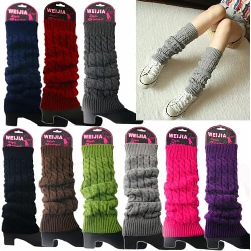 Womens Fashion Winter Cable Knit Crochet Knitted Leg Warmers Legging Knee High Socks