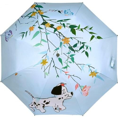 Summer Parasol Creative Little Dog Sunny and Rainny Umbrella Art Painting paraguas Women Anti-uv Rain Umbrellas