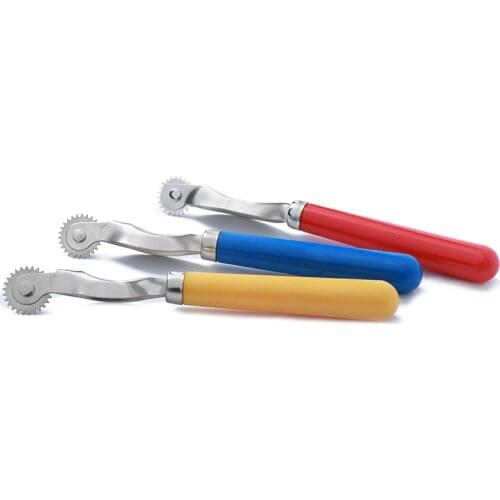 1PCS Stainless Steel Leather Paper Cloth Overstitch Wheel Gear Roulette Spacer Sewing Leather Craft Tool 15.5cm
