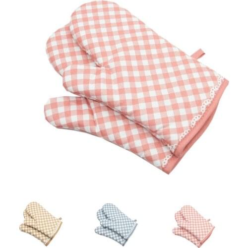 1Pc Mitten Microwave Oven Glove Cotton Insulated Baking Heat Resistant Gloves Oven Mitts Terylene Non-slip Cute Kitchen Tool