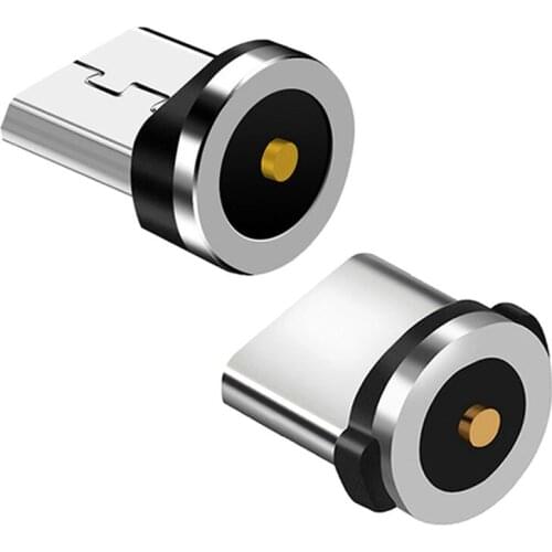 2 Pcs Round Magnetic Cable Plug 8 Pin Plugs Fast Charging Phone Magnet Charger Plug Micro-USB & Type-C Plugs