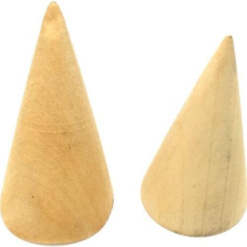 20pcs Unpainted Cone Wooden Ring Display Stand Holder Organizer Room Store Decoration