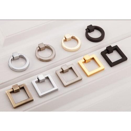 5Pcs/Lot Zinc Alloy Square Round Pull Ring Cupboard Furniture