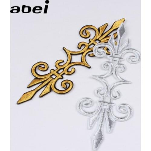 5pcs/lot Iron On Gold Silver Embroidery Stickers Sewing Garments Accessories Patches for Coaplay Performance Suits DIY Appliques