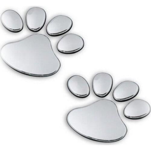 Car Sticker 3D Dog Bear Footprints Sgaoe Chrome Badge Emblem Car Sticker Decal Car Styling Accessories