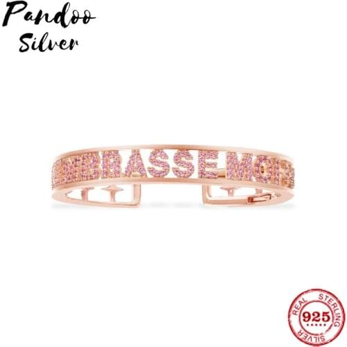 Fashion Charm Sterling Silver Copy 1:1 Copy,Pink Silver 'EMBRASSE MOI' Bracelet Women 2021 Jewelry Gift With Logo