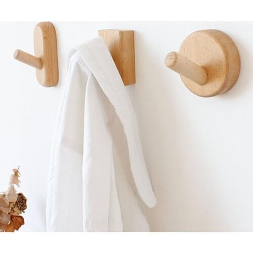 Wooden Storage Hook Wall Hanger Coat Hook Wall Beech Storage Rack Round Entrance Door Decoration Finisher