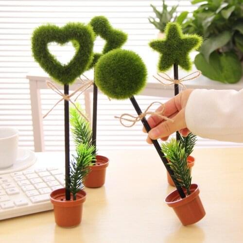 DL South Korea creative stationery green garden plant desktop decoration potted flowerpot ballpoint pen cartoon supplies
