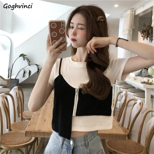 T-shirts Women Sexy Ladies Leisure All-match Fashion Simple Korean Style Summer Hot Elegant Cozy College Ins Streetwear Vintage