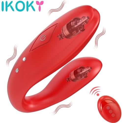 IKOKY Clitoris Vibrators Sex Toy For Woman Wireless RC Dual Motor G Spot Vibrator Silicone Stimulator U Shape 10 Frequency