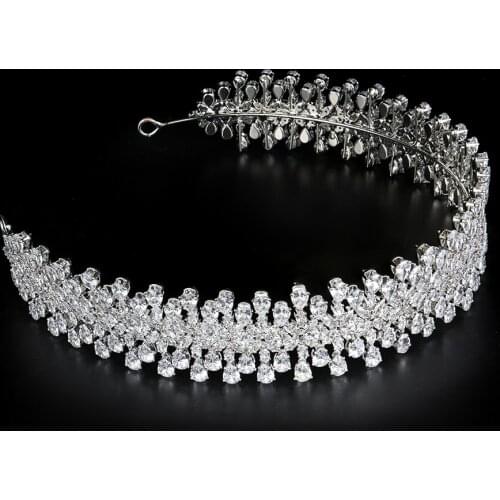 INS Fashion Crystal Headbands Bridal Crowns Elegant Tiaras Headwear for Prom/Wedding/Banquet Miraculous Cz Tiara