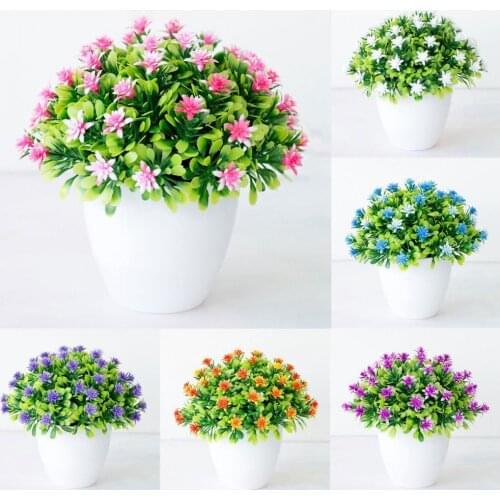 1pc Artificial Plants Bonsai Small Tree Pot Plants Fake Flowers Potted For Home Decoration Garden Decor garden mini Bonsai plant