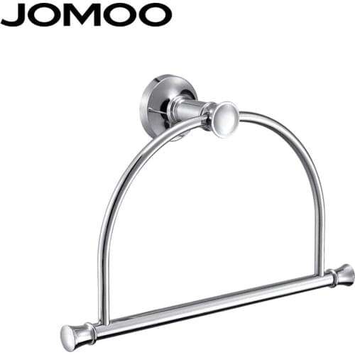 JOMOO Solid Brass Towel Rings Bathroom Accessories Wall Mounted Brass Round Hanging Ring Chrome Finished Bathroom Copper Rings
