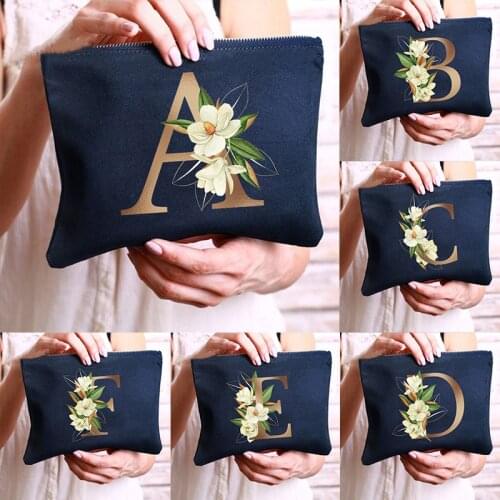 Letter Flower Print Bridesmaid Makeup Bag Travel Cosmetic Case Female Toiletries Storage Pouch Lady Wash Organizer Wedding Gifts
