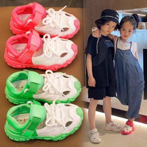 Summer Sandals 2021 Boys Casual Toes Capped Sandals Girls Hollow Breathable Sneakers Matching Running Shoes Hot Fashion