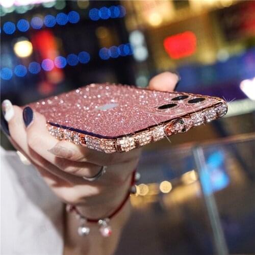Rhinestone Metal Bumper Shockproof Phone Case For iPhone 12 11 Pro X XR MAX 6 7 8 Plus Glitter Diamond Snake Buckle Phone Cover