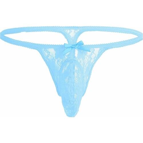 Mens Sexy Sheer Lace Thong Briefs Underwear Breathable G-string T-back Panties Gay Underwear Jockstrap Mens Thongs And G Strings