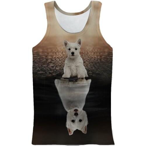 Male Puppy Pattern Veat Fashion New Men Animal Tank 3D Print Short Sleeve Hip Hop Unisex O Neck Veat S-7XL
