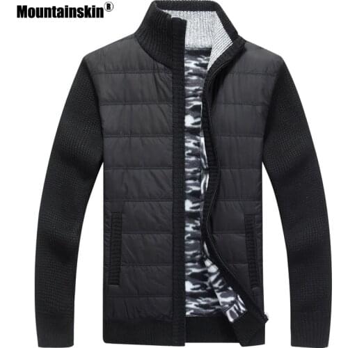 Mountainskin Mens Sweaters Winter Warm Fleece Knitted Sweater Autumn Jackets Cardigan Coats Male Clothing Casual Knitwear SA839