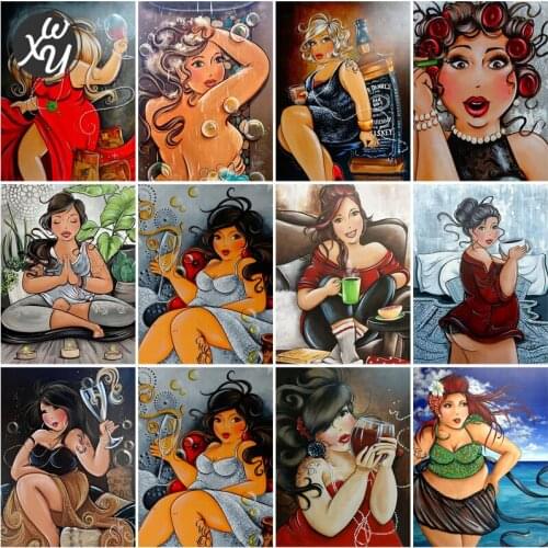 Full Drill Painting Kits Fat Lady Round Square Rhinestones Stitch Embroidery Cartoon Diamond Art Mosaic Accessory for Home Decor