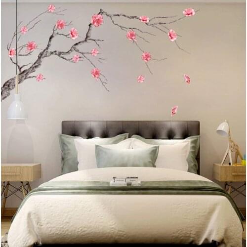 Plum Blossom Wall Stickers Living Bedroom Home Decor Mural Poster Decal Vinyl Removable and Reusable