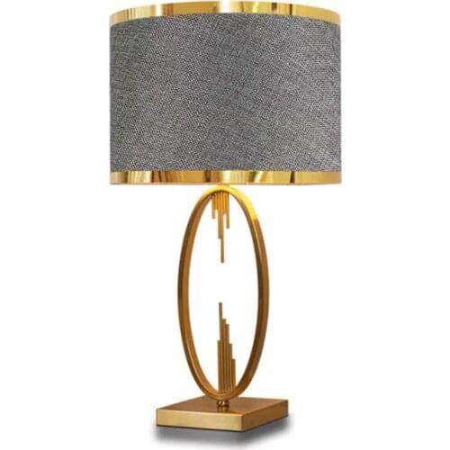 Table Lamp For Bedroom Living Room Desk Lamp Study Metal art deco Beside lights lighting E27 Fabric Shade Luxury