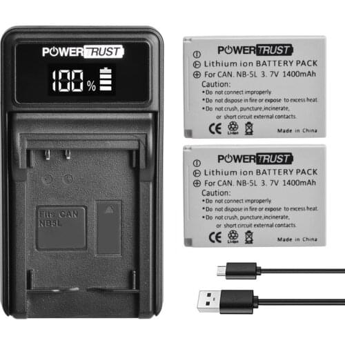 NB-5L NB5L 1400mAh Battery + LED USB Charger for Canon PowerShot S100 S110 SD790IS SD850IS SD870IS SD880IS SD890IS SD970IS