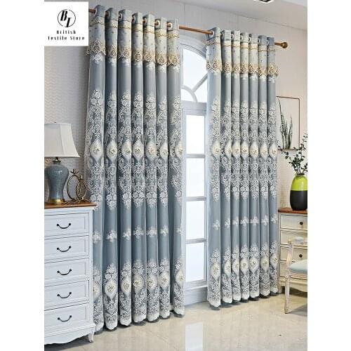 2021 New Customized European-Style Double-Layer Curtain Pink Cloth Yarn Integrated Finished Relief Embroidery Living Room