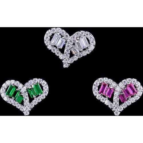 Fine Imitation Bright Cubic Zircon Lovely Cute Lady Peach Heart Stud Earrings Love Femininity GLE3295