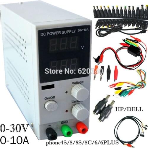 EU plug Mini Adjustable DC power supply,0-30V 0-10A 110v-220v Switching Power supply +Notebook Interface + Repair cable