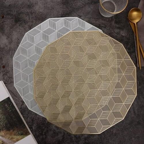 Placemat for Dining Table 6-Piece Set of Hollow Square Pattern Table Mat for Table Decoration Wedding
