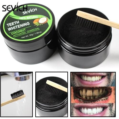 Sevich 30g Tooth Whitening Powder Smoke Coffee Tea Stain Remove Bamboo Activated Coconut Teeth Whitening Charcoal Powder
