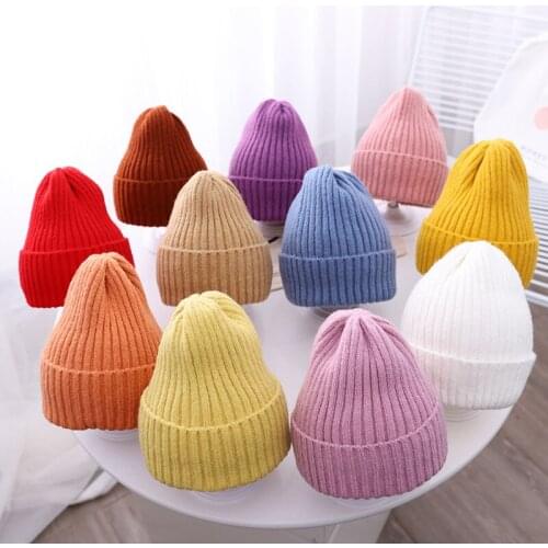 2021 Candy Color Parent-child Beanie Kids Skullies Beanies Girl Boy Bonnet Baby Hat Women Cap Men Hip Hop Caps Chapeau Femme