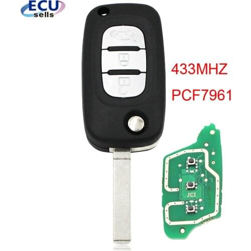 3B Folding Remote Key For Renault Fluence Megane 3 Clio 3 Kangoo Master 433MHZ PCF7961 Chip