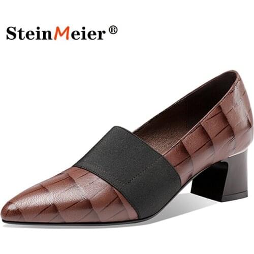 Women Thick Heels Party Wedding Shoes Woman Pointed Toe Ladies Slip On Oxford Shoes 2021 New Ladies Office Pumps Brogues