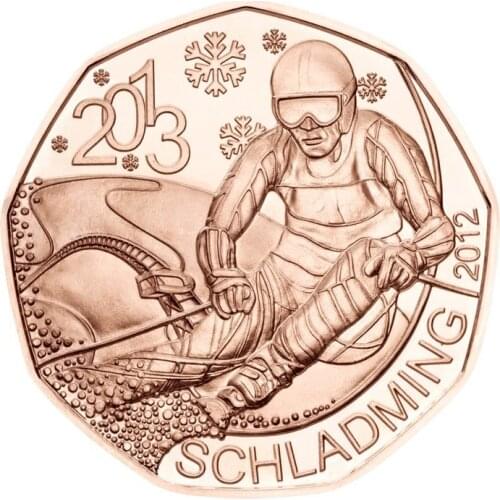 Austria 2012 Schlemming Ski Resort Hosts Ski Games 5 Euro Commemorative Coin Unc 100% Original Coins Real Euro Coin
