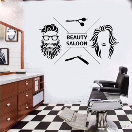 Woman Man Beauty Salon Wall Sticker Vinyl Art Removable Poster Mural Design Fashion Decor Decals Stickers LY1459