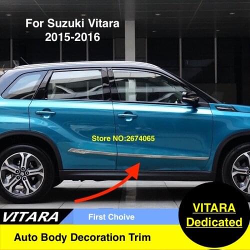High Quality Stainless Steel Car Side Door Body Trim Strips Molding Cover Stickers For Suzuki Vitara 2016 2015 Car-Styling