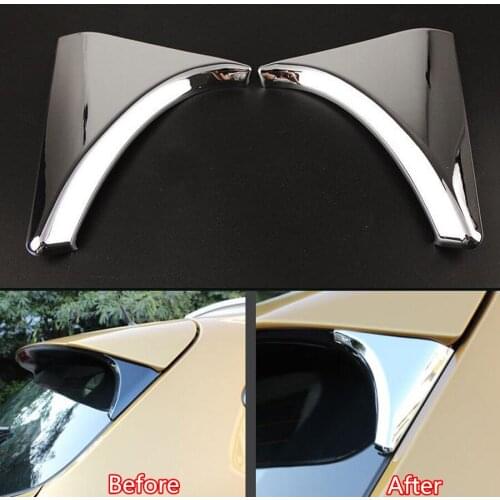 YAQUICKA Fit For Nissan QASHQAI 2014 2015 2016 Rear Tail Window Windshield Side Triangle Trim Cover Styling Sequins ABS 2Pcs/set